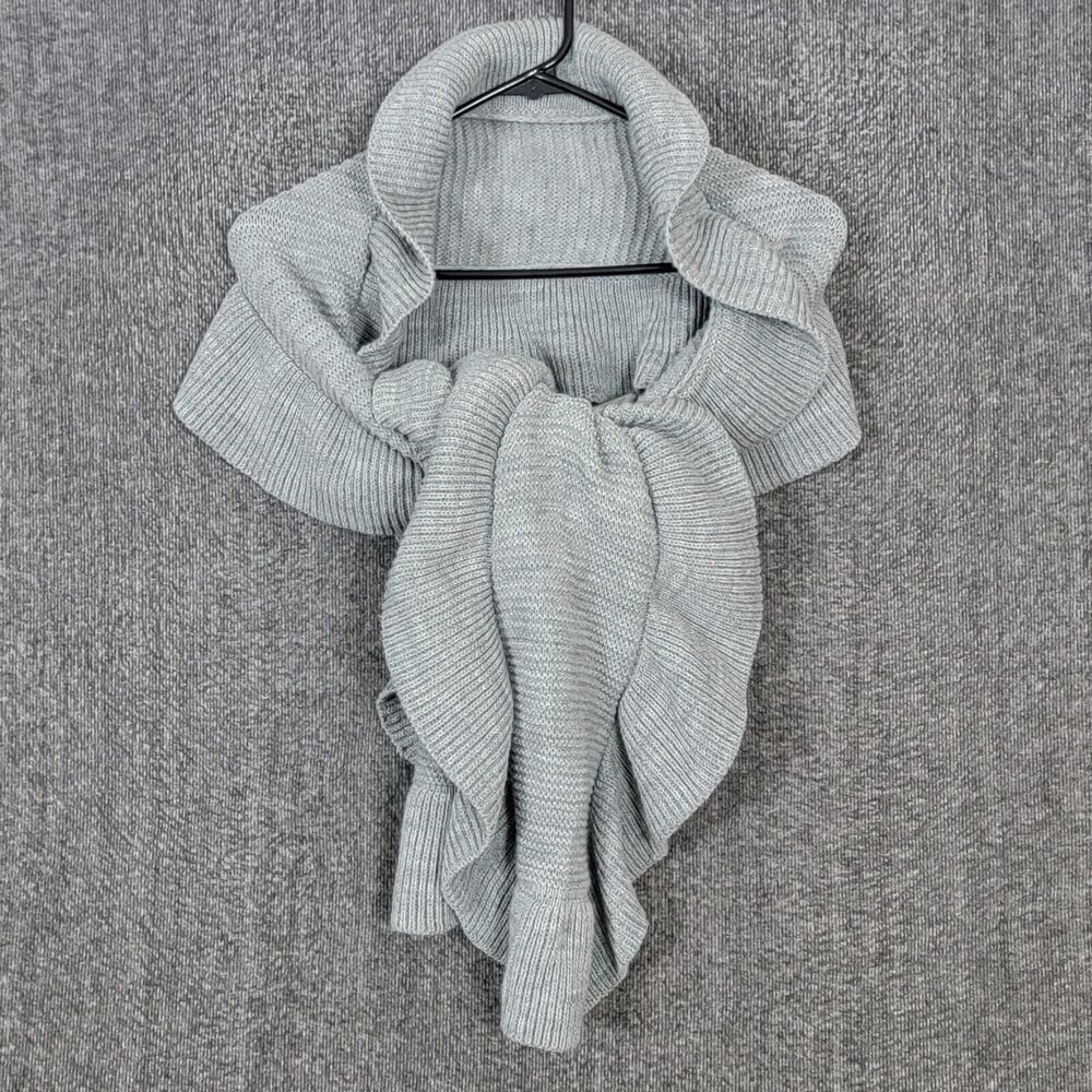 Emporio Enzo Scarf Wrap Womens Gray Long Stretchy Ruffled Knit 72x11
